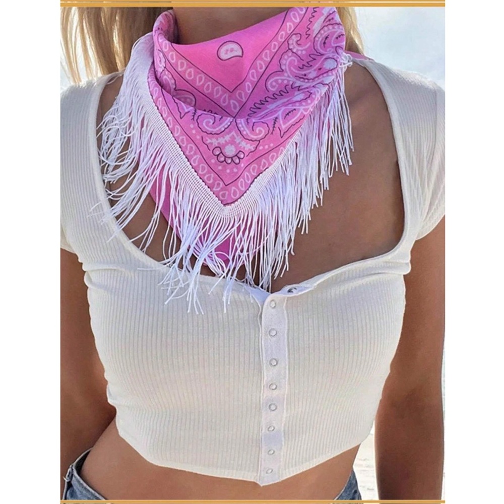 Pink Western Fringe Design Neck Scarf